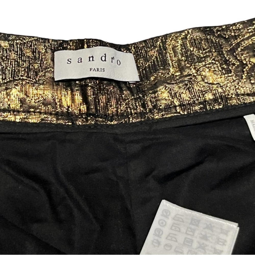 Sandro Paris Brocade Metallic Gold Pants Jacquard Dress Trousers EU 36 US 4 - Picture 6 of 7